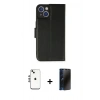 MARSİLYAN™- iPhone 14 Kılıf Siluet Işık Serisi - Siyah 3D Antistatik Hayalet Cam Ekran Koruyucu + Shine Kamera Lens - GS