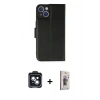 MARSİLYAN™- iPhone 14 Kılıf Siluet Işık Serisi - Siyah Bilvis 3D Cam Ekran Koruyucu + PVD Metal Kamera Lens - SH