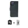 MARSİLYAN™- iPhone 14 Kılıf Siluet Işık Serisi - Siyah Bilvis 3D Cam Ekran Koruyucu + PVD Metal Kamera Lens - YL