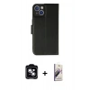 MARSİLYAN™- iPhone 14 Kılıf Siluet Işık Serisi - Siyah Bilvis 3D Mat Cam Ekran Koruyucu + PVD Metal Kamera Lens - MI