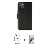 MARSİLYAN™- iPhone 14 Kılıf Siluet Işık Serisi - Siyah Bilvis 3D Mat Cam Ekran Koruyucu + Shine Kamera Lens - MI