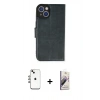 MARSİLYAN™- iPhone 14 Kılıf Siluet Işık Serisi - Siyah Bilvis 3D Mat Cam Ekran Koruyucu + Shine Kamera Lens - GI