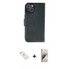 MARSİLYAN™- iPhone 14 Kılıf Siluet Işık Serisi - Siyah Bilvis 3D Mat Cam Ekran Koruyucu + Sierra Blue Diamond Kamera Lens