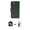 MARSİLYAN™- iPhone 14 Kılıf Siluet Işık Serisi - Siyah Bilvis 3D Mat Cam Ekran Koruyucu + PVD Metal Kamera Lens - SH