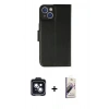 MARSİLYAN™- iPhone 14 Kılıf Siluet Işık Serisi - Siyah Bilvis 3D Mat Cam Ekran Koruyucu + PVD Metal Kamera Lens - SH