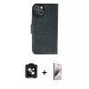 MARSİLYAN™- iPhone 14 Kılıf Siluet Işık Serisi - Siyah Bilvis 3D Mat Cam Ekran Koruyucu + PVD Metal Kamera Lens - TU