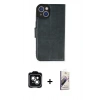 MARSİLYAN™- iPhone 14 Kılıf Siluet Işık Serisi - Siyah Bilvis 3D Mat Cam Ekran Koruyucu + PVD Metal Kamera Lens - YL