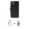 MARSİLYAN™- iPhone 14 Kılıf Siluet Işık Serisi - Siyah Bilvis 3D Mat Cam Ekran Koruyucu + Shine Kamera Lens - YL