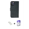 MARSİLYAN™- iPhone 14 Kılıf Siluet Işık Serisi - Siyah Bilvis 5in1 3D Magic Cam Ekran Koruyucu + Diamond Kamera Lens - PE