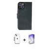 MARSİLYAN™- iPhone 14 Kılıf Siluet Işık Serisi - Siyah Bilvis 5in1 3D Magic Cam Ekran Koruyucu + Shine Kamera Lens - GI