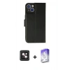 MARSİLYAN™- iPhone 14 Kılıf Siluet Işık Serisi - Siyah Bilvis 5in1 3D Magic Cam Ekran Koruyucu + PVD Metal Kamera Lens - PE