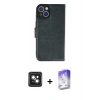 MARSİLYAN™- iPhone 14 Kılıf Siluet Işık Serisi - Siyah Bilvis 5in1 3D Magic Cam Ekran Koruyucu + PVD Metal Kamera Lens - PE