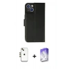MARSİLYAN™- iPhone 14 Kılıf Siluet Işık Serisi - Siyah Bilvis 5in1 3D Magic Cam Ekran Koruyucu + Shine Kamera Lens - GD