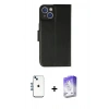 MARSİLYAN™- iPhone 14 Kılıf Siluet Işık Serisi - Siyah Bilvis 5in1 3D Magic Cam Ekran Koruyucu + Shine Kamera Lens - MI
