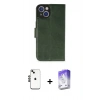 MARSİLYAN™- iPhone 14 Kılıf Siluet Işık Serisi - Siyah Bilvis 5in1 3D Magic Cam Ekran Koruyucu + Siyah Shine Kamera Lens