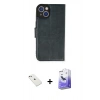MARSİLYAN™- iPhone 14 Kılıf Siluet Işık Serisi - Siyah Bilvis 5in1 5D Magic Hayalet Cam Ekran Koruyucu + Diamond Kamera Lens - PE