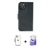 MARSİLYAN™- iPhone 14 Kılıf Siluet Işık Serisi - Siyah Bilvis 5in1 5D Magic Hayalet Cam Ekran Koruyucu + Shine Kamera Lens - GS