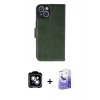 MARSİLYAN™- iPhone 14 Kılıf Siluet Işık Serisi - Siyah Bilvis 5in1 5D Magic Hayalet Cam Ekran Koruyucu + PVD Metal Kamera Lens - GS