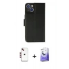 MARSİLYAN™- iPhone 14 Kılıf Siluet Işık Serisi - Siyah Bilvis 5in1 5D Magic Hayalet Cam Ekran Koruyucu + Shine Kamera Lens - KI