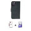 MARSİLYAN™- iPhone 14 Kılıf Siluet Işık Serisi - Siyah Bilvis 5in1 5D Magic Hayalet Cam Ekran Koruyucu + Shine Kamera Lens - KI