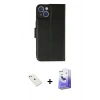 MARSİLYAN™- iPhone 14 Kılıf Siluet Işık Serisi - Siyah Bilvis 5in1 5D Magic Hayalet Cam Ekran Koruyucu + Diamond Kamera Lens - PE