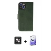 MARSİLYAN™- iPhone 14 Kılıf Siluet Işık Serisi - Siyah Bilvis 5in1 5D Magic Hayalet Cam Ekran Koruyucu + PVD Metal Kamera Lens - PE