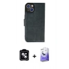 MARSİLYAN™- iPhone 14 Kılıf Siluet Işık Serisi - Siyah Bilvis 5in1 5D Magic Hayalet Cam Ekran Koruyucu + PVD Metal Kamera Lens - MI