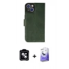 MARSİLYAN™- iPhone 14 Kılıf Siluet Işık Serisi - Siyah Bilvis 5in1 5D Magic Hayalet Cam Ekran Koruyucu + PVD Metal Kamera Lens - MI
