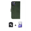 MARSİLYAN™- iPhone 14 Kılıf Siluet Işık Serisi - Siyah Bilvis 5in1 5D Magic Hayalet Cam Ekran Koruyucu + PVD Metal Kamera Lens - YL