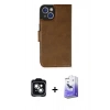 MARSİLYAN™- iPhone 14 Kılıf Siluet Işık Serisi - Siyah Bilvis 5in1 5D Magic Hayalet Cam Ekran Koruyucu + PVD Metal Kamera Lens - YL