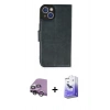 MARSİLYAN™- iPhone 14 Kılıf Siluet Işık Serisi - Siyah Bilvis 5in1 5D Magic Hayalet Cam Ekran Koruyucu + Raze Metal Kamera Lens - GS