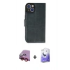MARSİLYAN™- iPhone 14 Kılıf Siluet Işık Serisi - Siyah Bilvis 5in1 5D Magic Hayalet Cam Ekran Koruyucu + Raze Metal Kamera Lens - KI
