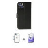 MARSİLYAN™- iPhone 14 Kılıf Siluet Işık Serisi - Siyah Bilvis 5in1 5D Magic Hayalet Cam Ekran Koruyucu + Shine Kamera Lens - MI