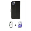 MARSİLYAN™- iPhone 14 Kılıf Siluet Işık Serisi - Siyah Bilvis 5in1 5D Magic Hayalet Cam Ekran Koruyucu + Shine Kamera Lens - YL