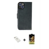 MARSİLYAN™- iPhone 14 Kılıf Siluet Işık Serisi - Siyah Buffer Cam Ekran Koruyucu + Diamond Kamera Lens - PE