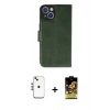 MARSİLYAN™- iPhone 14 Kılıf Siluet Işık Serisi - Siyah Buffer Cam Ekran Koruyucu + Gümüş Shine Kamera Lens