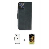 MARSİLYAN™- iPhone 14 Kılıf Siluet Işık Serisi - Siyah Buffer Cam Ekran Koruyucu + Gümüş Shine Kamera Lens