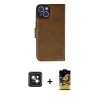 MARSİLYAN™- iPhone 14 Kılıf Siluet Işık Serisi - Siyah Buffer Cam Ekran Koruyucu + Pembe PVD Metal Kamera Lens