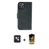 MARSİLYAN™- iPhone 14 Kılıf Siluet Işık Serisi - Siyah Buffer Cam Ekran Koruyucu + Pembe PVD Metal Kamera Lens