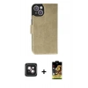 MARSİLYAN™- iPhone 14 Kılıf Siluet Işık Serisi - Siyah Buffer Cam Ekran Koruyucu + Pembe PVD Metal Kamera Lens