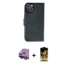 MARSİLYAN™- iPhone 14 Kılıf Siluet Işık Serisi - Siyah Buffer Cam Ekran Koruyucu + Raze Metal Kamera Lens - SH