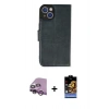 MARSİLYAN™- iPhone 14 Kılıf Siluet Işık Serisi - Siyah Buffer Hayalet Cam Ekran Koruyucu + Mor Raze Metal Kamera Lens