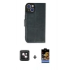 MARSİLYAN™- iPhone 14 Kılıf Siluet Işık Serisi - Siyah Buffer Hayalet Cam Ekran Koruyucu + PVD Metal Kamera Lens - PE