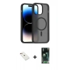 MARSİLYAN™- iPhone 14 Kılıf Siluet Minimal Prime - Şeffaf 360 Full Body Arka Koruyucu + Diamond Kamera Lens - KI