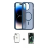 MARSİLYAN™- iPhone 14 Kılıf Siluet Minimal Prime - Şeffaf 360 Full Body Arka Koruyucu + Shine Kamera Lens - GS