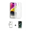 MARSİLYAN™- iPhone 14 Kılıf Siluet Minimal Prime - Şeffaf 360 Full Body Arka Koruyucu + Shine Kamera Lens - GS