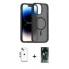 MARSİLYAN™- iPhone 14 Kılıf Siluet Minimal Prime - Şeffaf 360 Full Body Arka Koruyucu + Mavi Shine Kamera Lens