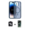 MARSİLYAN™- iPhone 14 Kılıf Siluet Minimal Prime - Şeffaf 360 Full Body Arka Koruyucu + PVD Metal Kamera Lens - GS