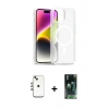MARSİLYAN™- iPhone 14 Kılıf Siluet Minimal Prime - Şeffaf 360 Full Body Arka Koruyucu + Shine Kamera Lens - GI