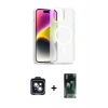 MARSİLYAN™- iPhone 14 Kılıf Siluet Minimal Prime - Şeffaf 360 Full Body Arka Koruyucu + PVD Metal Kamera Lens - SH